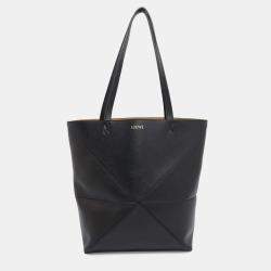 Loewe Puzzle Fold Tote Black Leather Size Medium