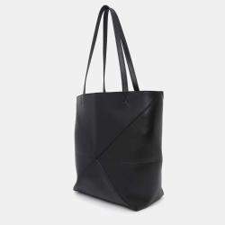 Loewe Puzzle Fold Tote Black Leather Size Medium