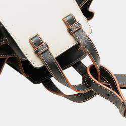 Loewe White Mini Leather and Canvas Hammock Bag