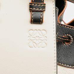 Loewe White Mini Leather and Canvas Hammock Bag