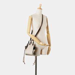 Loewe White Mini Leather and Canvas Hammock Bag
