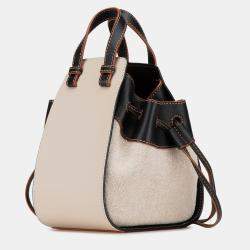 Loewe White Mini Leather and Canvas Hammock Bag
