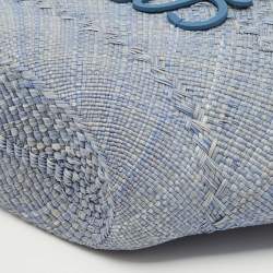 Loewe Blue Raffia and Leather Large Anagram Basket Tote