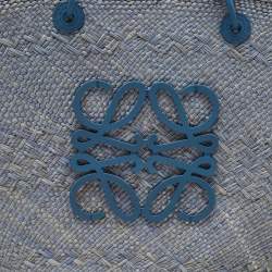 Loewe Blue Raffia and Leather Large Anagram Basket Tote