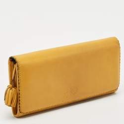 Loewe Yellow Leather Tassel Flap Continental Wallet