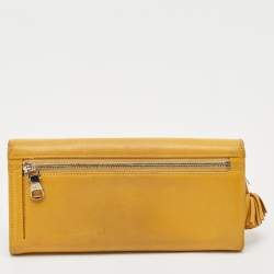 Loewe Yellow Leather Tassel Flap Continental Wallet
