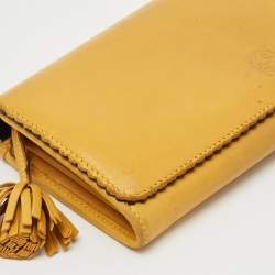 Loewe Yellow Leather Tassel Flap Continental Wallet
