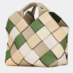 Loewe Beige Brown Small Woven Leather The Surplus Collection Basket Bag