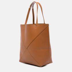 Loewe Brown Medium Shiny Calfskin Puzzle Fold Tote