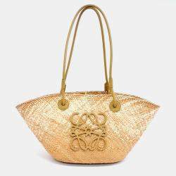 Loewe Gold Raffia Anagram Basket Small Bag