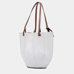 Loewe White Paulas Ibiza Denim Shell Basket Tote