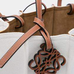 Loewe White Paulas Ibiza Denim Shell Basket Tote