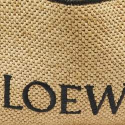 Pre Owned حقيبة يد لويفي فونت منسوجة كبيرة من الرافيا بلون بيج/أسود