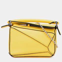 Pre Owned Loewe Yellow Nano Calfskin Puzzle Satchel