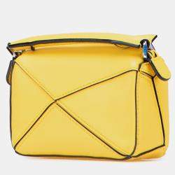 Pre Owned Loewe Yellow Nano Calfskin Puzzle Satchel