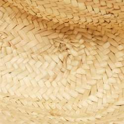 Pre Owned Loewe White/Cream Raffia and Leather Small Basket Tote