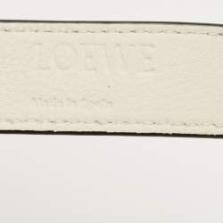 Pre Owned Loewe White/Cream Raffia and Leather Small Basket Tote