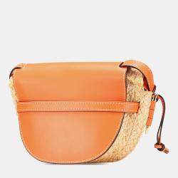 Pre Owned Loewe Beige Brown Small Raffia Gate Crossbody