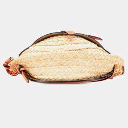 Pre Owned Loewe Beige Brown Small Raffia Gate Crossbody