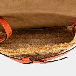 Pre Owned Loewe Beige Brown Small Raffia Gate Crossbody