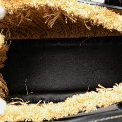 Pre Owned Loewe Beige Black Small Raffia and Leather Gate Top Handle Bag