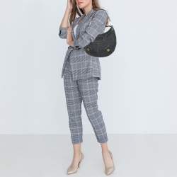 Pre Owned Loewe Black Logo Jacquard Fabric and Leather Hobo