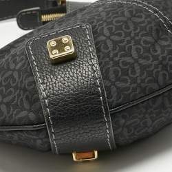 Pre Owned Loewe Black Logo Jacquard Fabric and Leather Hobo