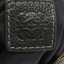 Pre Owned Loewe Black Logo Jacquard Fabric and Leather Hobo