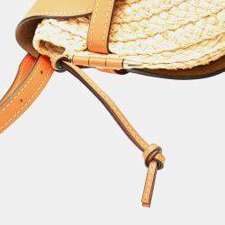 Pre Owned Loewe Beige/Orange Medium Raffia Gate Crossbody