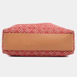 مملوكة مسبقًا Loewe Brown Red Anagram Canvas Flamenco Knot Clutch