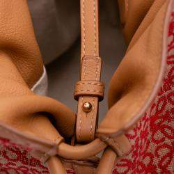 مملوكة مسبقًا Loewe Brown Red Anagram Canvas Flamenco Knot Clutch
