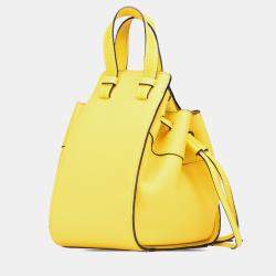 Pre Owned Loewe Yellow Mini Grained Calfskin Drawstring Hammock Bag