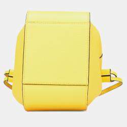 Pre Owned Loewe Yellow Mini Grained Calfskin Drawstring Hammock Bag