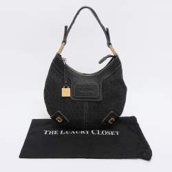 Pre Owned Loewe Black Monogram Fabric and Leather Hobo