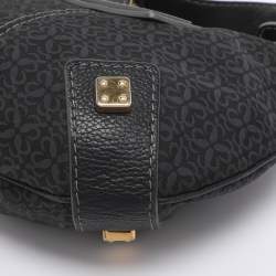 Pre Owned Loewe Black Monogram Fabric and Leather Hobo