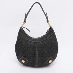 Pre Owned Loewe Black Monogram Fabric and Leather Hobo