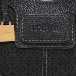Pre Owned Loewe Black Monogram Fabric and Leather Hobo