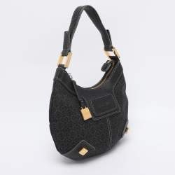 Pre Owned Loewe Black Monogram Fabric and Leather Hobo