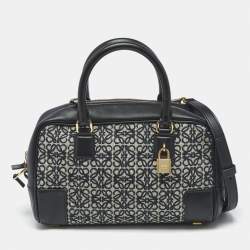 Pre Owned Loewe Black Jacquard Canvas and Leather Amazona 23 Bag