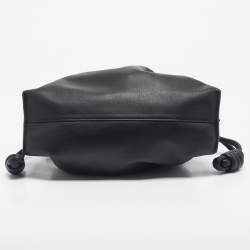 Pre Owned Loewe Black Leather Medium Flamenco Clutch Bag