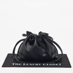 Pre Owned Loewe Black Leather Medium Flamenco Clutch Bag