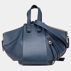 Pre Owned Loewe Blue Small Leather Hammock Satchel