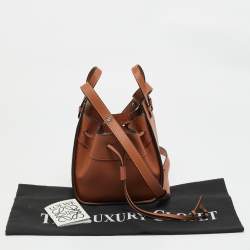 Pre Owned Loewe Brown Leather Mini Hammock Drawstring Bag