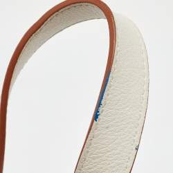 Pre Owned Loewe White/Ecru Leather and Anagram Canvas Small Hammock Bag