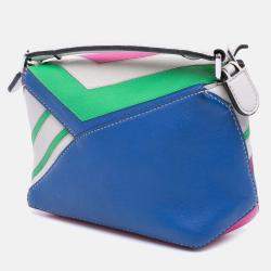 Pre Owned Loewe Multicolor Mini Calfskin Zigzag Puzzle Edge Satchel