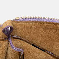 Pre Owned Loewe Purple Small Shiny Calfskin Paseo Satchel