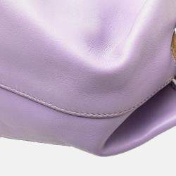 Pre Owned Loewe Purple Small Shiny Calfskin Paseo Satchel