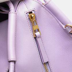 Pre Owned Loewe Purple Small Shiny Calfskin Paseo Satchel