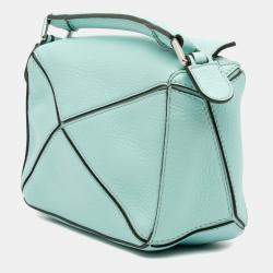 Pre Owned Loewe Blue Mini Calfskin Puzzle Satchel