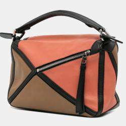 Pre Owned Loewe Brown Small Calfskin Graphic Puzzle Satchel